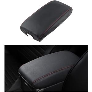 LECART Center Console Cover for Jeep Grand Cherokee Accessories 2022-2011 Car Armrest Cover Black Leather Red Stitches Auto Interior Anti-Scratch Protector Pad