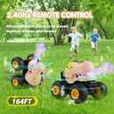 DYODYORC Remote Control Car, 2.4Ghz All Terrain Dinosaur Monster Truck Toys, RC Truck with Spay, Music, 3 Lighting Effects, Stunt Capable, Toy Gifts for Boys and Girls (Beige)
