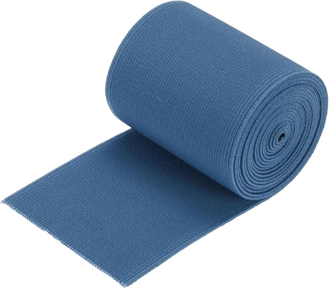 MECCANIXITY Twill Wide Elastic Band Double-Side 2.8 Inch Flat 2 Yard Woven Elastic Band Knit Elastic Spool Heavy Stretch Strap Denim Blue for Sewing, Waistband