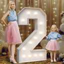 4FT Marquee Light Up Numbers 2,Party Decoration Large Marquee Light Up Letters with Weighted Water Bag, Pre-cut Foam Board Set Can Be Used for Birthdays, Weddings, Baby Anniversaries