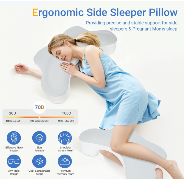 Wattne Side Sleeper Pillow with Armhole
