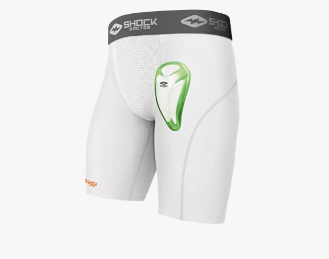 Shock Doctor Compression Shorts with Protective Bio-Flex Cup, Moisture Wicking Vented Protection, Youth Size