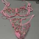 Sexy Lingerie Set for Women 2 Piece Underwired Push Up Bra+G-String Nightwear Lace See-Through Babydoll Underwear XL