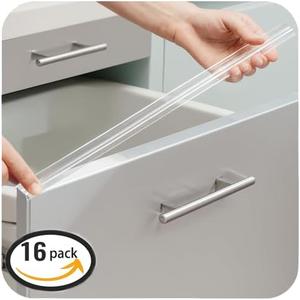 16pcs Cabinet Door Protector, Plastic Edge Protector Trash Drawer Protector Edge Guard, Slip on Protectors for Cabinets 3/4" Thick, 18" Length, Prevent Wear, Chipping, Discoloration