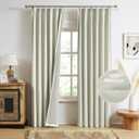 MAIHER Full Blackout Linen Pinch Pleat Curtains 96 Inch 2 Panels for Bedroom Living Room, Thermal Insulated Back Tab Curtains Pleated Drapes with Hooks for Track System, W40 x L96