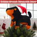 Sumind Daschund Dog Christmas Tree Topper Decoration Animal Plush Stuffed Puppy with Santa Hat Xmas Tree Ornament Dog Lover Gift Cute Winter Home Decoration Holiday Decor