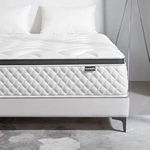 Deegari Queen Mattress 14 Inch in a Box, Hybrid Cooling Gel Memory Foam & Pocketed Coils, Medium Firm, CertiPUR-US Certified, Pressure Relief, Motion Isolation