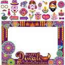 31Pcs Diwali Photo Booth Props, India Festival of Lights Photo Booth Frame Diwali Photo Booth Props for Deepavali Festival of Lights Party Decorations Supplies