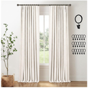 INOVADAY 100% Blackout Curtains for Bedroom, Black Out Curtains 84 Inch Long, Clip Rings Linen Blackout Drapes, Thermal Insulated Room Darkening for Living Room, 2 Panels  Beige,W50xL84