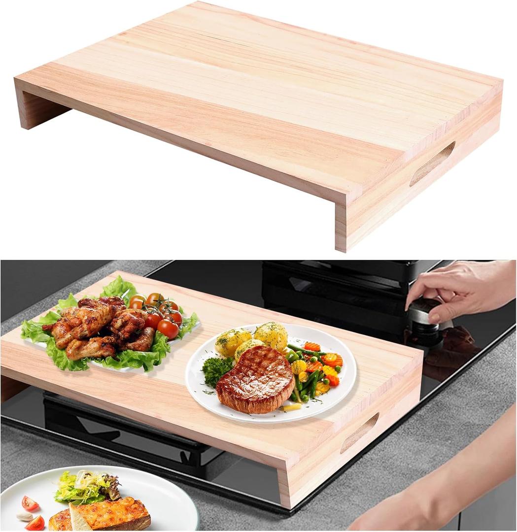 Wooden Rv Stove Top Cover, 21.2 x 14.7 Inch Stove Top Sink Cover for Counter Space, Cutting Board for RV Kitchen, Camper, Trailer (Fits Electric & Gas Burners)
