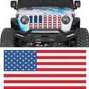 Hooke Road Gladiator Grill Inserts Bug Deflector JL Grille Guard Cover for 2018-2026 Jeep Wrangler JL & Gladiator JT (American Flag, Red & White, Steel)