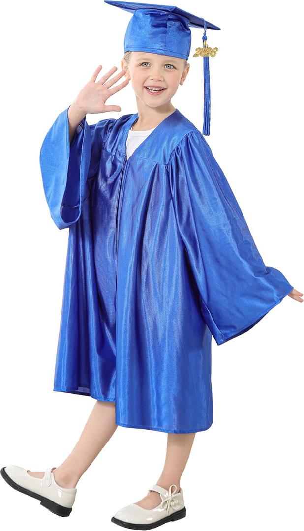 Kindergarten Shiny Graduation Cap and Gown Set with 2026+2027 Year Charm Tassel for Preschool Boys and Girls
, Size: 27"(3'6"-3'8")