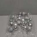 Suncalla 3 Pcs 15 Inch Silver Christmas Tree Picks Xmas Glitter Ball Christmas Tree Decorations Artificial Stems for Xmas Topper Ornaments DIY Wreath Garland Crafts Winter Home Decor