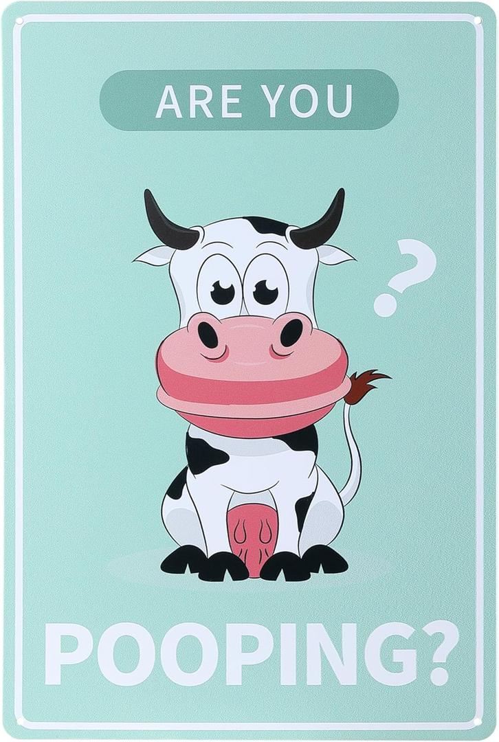3 x Vintage Highland Cow Bathroom Sign, Are You Pooping Funny Tin Sign for Bathroom Toilet Wall Art Decor (8 X 12 Inch)