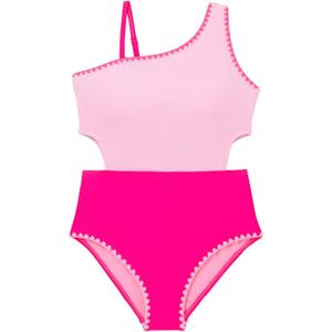 blibean Teen Girls Swimsuits One Piece Bathing Suit with Chest Pads Size 6-15 Years (Pink, XL)