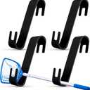 4 PCS Poolside Pool Leaf Skimmer Net Holder Pole Hangers Above Ground Pool Accessories Landing Net Holder for Brush, Skimmer, Hose and Other Equipment(Black)