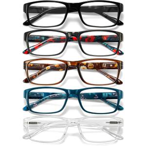 Gaoye Professional Reading Glasses for All Day - Computer Readers with Blue Light Protection - Value Pack (A2-5 Pack Flower Vibes)