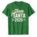 Team Santa 2025 Santa Claus Hat Christmas T-Shirt Size Medium Color Green, Size M