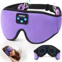 Voerou Bluetooth 3D Sleep Mask with Headphones, Wireless Adjustable Eye Mask Sleeping Headphones with Ultra-Thin HD Stereo Speakers, Suitable for Sleep Office Naps Travel, New Technology Gadgets (Light Purple)