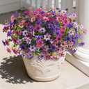 Hommyea Artificial Fake Flowers for Outdoors 12 Bundles Faux Silk Flower Spring Decoration Artificial Fake Plants Outdoor Plastic Flowers UV Resistant No Fade for Home Planter Porch Patio Yard Decor