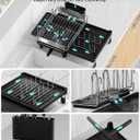Expandable Dish Drying Rack, Dish Racks for Kitchen Counter, Stainless Steel 304, Flip-Top Retractable Plate, Multi-Directional Adjustable Dish Rack, Space Saving Large Drying Rack Kitchen, Black