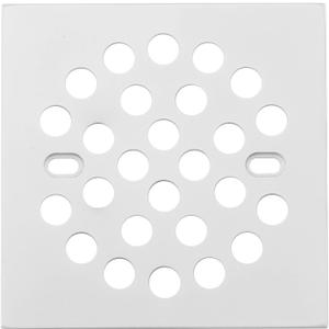 RRAJJ Square Improve 4-1/4 Inch(108mm*108mm) Screw-in Shower Floor Drain Grate Strainer (White)