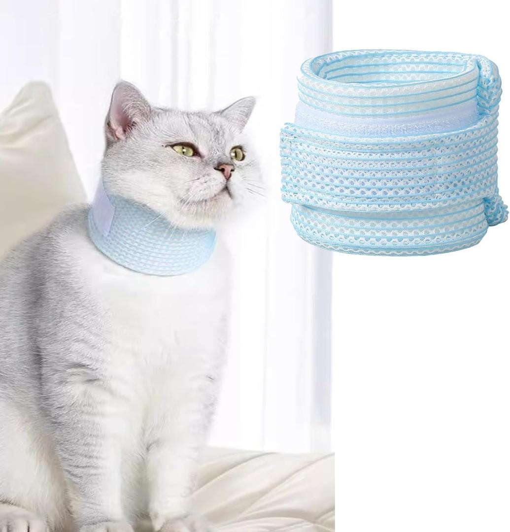 Cat Neck Brace Cover - Breathable Elizabethan Collar for Post-Surgery Recovery Anti-Lick Wound Adjustable Protective Cervical Cone for Small Dogs and Cats (Neck Girth 7.9-11.0" Depth2.4