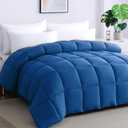 STWIENER Soft Oversize King Plus Comforter 120"x128", Extra Large Lightweight Quilted Down Alternative Comforter Duvet Insert,8 Corner Tabs, Fluffy Breathable Microfiber(Dark Blue, OK Plus)