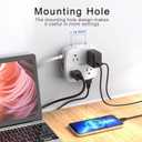 10 Ft Surge Protector Power Strip - YISHU 3 Side Outlet Extender with 8 Widely AC Outlets and 4 USB Ports, 10 Feet Extension Cord with Flat Plug, Wall Mount Desk USB Charging Station, ETL,White