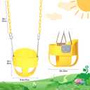 Toddler Swing Seat with Coated Chains, Heavy Duty Kids High Back Bucket Swings with Tree Straps and Hooks for Outdoor, Playground, Backyard, Swing Set Accessories by Domaker, Yellow
