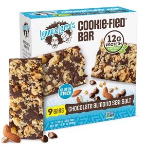 Lenny & Larry's Cookie-fied Protein Bar  Chocolate Almond Sea Salt Vegan Protein Bars 9x45g  Healthy Snacks with 12g Plant Protein & 5g Fiber  Gluten free Power Bar, Keto Friendly, Non-GMO & Vegan