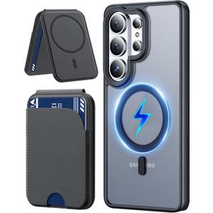 Vizvera for Galaxy S26 Ultra Case with Magnetic, [MagSafe Wallet RFID Blocking Card Holder][PU Leather] Full Body Matter Shockproof Silicone Phone Case for Galaxy S26 Ultra 6.9" 2026,
