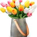 20pcs Real Touch Tulips PU Artificial Flowers, Fake Tulips Flowers for Arrangement Wedding Party Easter Spring Home Dining Room Office Decoration. (Multicolor, 14" Tall)