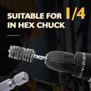 Stainless Steel Bore Brush, Metal Bristles Twisted, 8pcs Wire Brush for Drill 8 Size Set Multiple Diameter Options 1/4 Inch Hex Shank