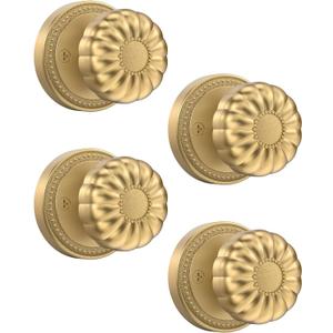 Asidrama 4 Pack Champagne Bronze Passage Door Knobs with Lock, Door Handles with Champagne Bronze Door Knobs Interior for Bedroom or Bathroom, Heavy Duty Door Lever for Left Right Sided Doors