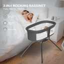 ANGELBLISS 3 in 1 Rocking Bassinet & Baby Bassinet Bedside Sleeper, One-Second Convert Travel Portable Bassinet Newborn Baby (Black)