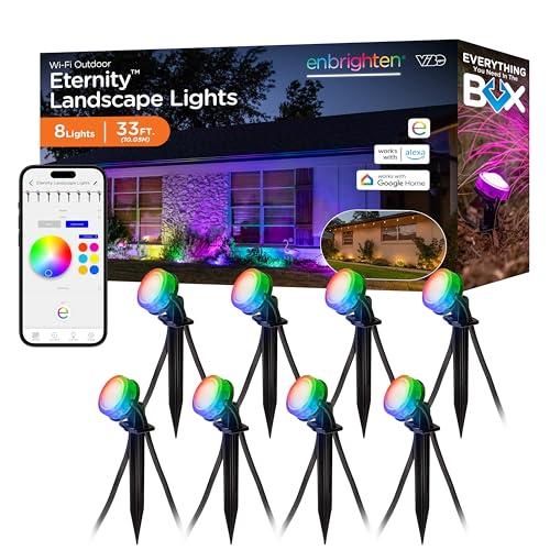 Enbrighten Vibe Eternity Landscape Lights, 33ft, 8 RGBWIC LEDs, Weatherproof, Perfect for Garden, Pathway, and Home Exterior Lighting, Smart App Control, Compatible with Alexa, Google Home, 83789