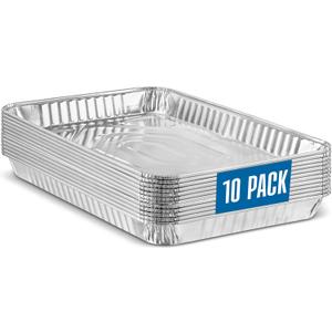 PLASTICPRO Aluminum Pans 10 Pack Disposable Cookie Sheets 9'' x 13'' Baking Pans Premium Quality Heavy Duty Sheet Pans