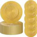 Henilosson 50 Pcs Pearlescent Gold Charger Plates Bulk 13 Inch Plastic Wedding Chargers Decor Floral Decorative Reusable Plates Charger for Wedding Party (50, PEARLESCENT GOLD)