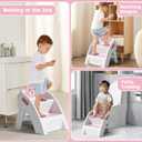 TPN Toddler Step Stool for Bathroom Sink and Potty Training Durable Anti-Slip,Anti-Tip A-Frame,10-Second Assembly, 2-Step Potty Stool with Wide Steps (Pink)