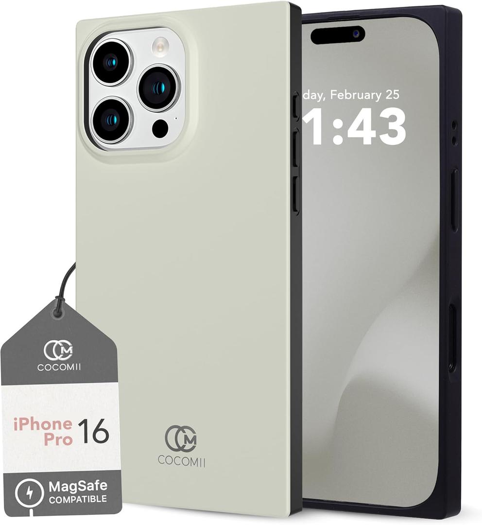 Cocomii - Rectangle Case Compatible with iPhone 16 Pro - Compatible with MagSafe, Solid Color, Fashionable Hues, Matte, Magnetic Phone Case for iPhone 16 Pro 6.3 inch, Antique White (iPhone 16 Pro 6.3", Antique White)