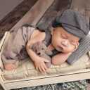 Ylsteed Newborn Boy Photoshoot Outfits 2Pcs Newborn Photography Outfits Girl Baby Photography Props Newborn Gentleman Suit Photography Outfits Boy Suspender Pants with Beret 0-3 Months (Coffee Color)