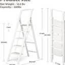 HillhutApex 5 Step Foldable Aluminum Step Ladder with Handgrip, Anti-Slip Pedal, 330 lbs Capacity, Lightweight & Portable for Home, Kitchen, Office, Garage (White), 18.5"W x 61"H