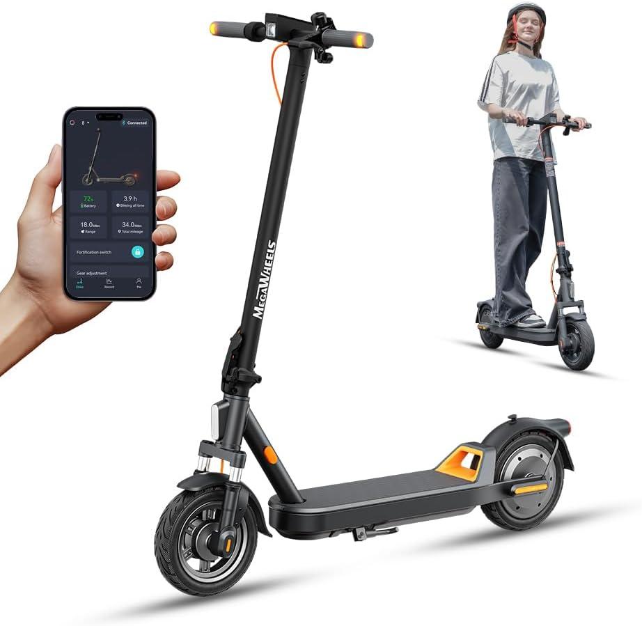 MEGAWHEELS Electric Scooter,Electric Scooter Adults with Suspension,600W/300W,11-28 Miles Range,8.5/10in Tire,15.5mph Speed,Escooter Smart APP Control for Commuting, Outdoor, Short Travel,Gift