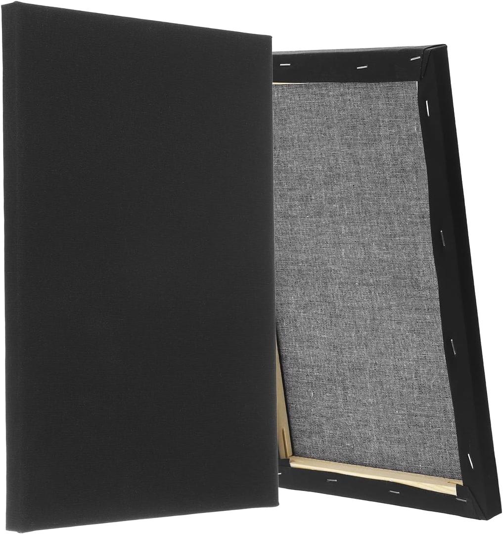 PATIKIL Black Stretched Canvas, 2 Pcs 24" x 35" Large Canvas for Painting Primed Cotton Blank Canvas for Acrylics Oil Watercolor Paints