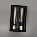 Electric Salt and Pepper Grinder Set - Battery Operated Stainless Steel Mill with Light (2 Mills) - Automatic One Handed Operation - Electronic Adjustable Shakers - Ceramic Grinders