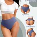 High Waisted Thongs Underwear for Women Seamless No Show Panties Soft Tagless High Cut Ladies Thong 6 Pack (M)