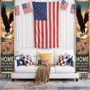 4th of July Decorations Outdoor Patriotic Memorial Day Decorations, Independence Day Veterans Labor Day Hanging American Flag Porch Sign Banner, Stars and Stripes Porch Sign Party Supplies