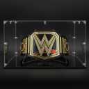 Acrylic Championship Belt Display Case – 3mm Clear Acrylic with Built-in Wrestling Belt Stand, Large 21.8" x 15.9" x 13.2" Showcase Box, Durable Corner-Connector Design – Fits Most Championship Belts