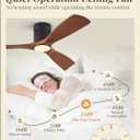 Fanbulous 52" Ceiling Fans with Lights and Remote Control,Modern Flush Mount Ceiling Fan with 3 LED Colors,Outdoor Low Profile Ceiling Fans with 6-Speeds Timer DC Motor for Bedroom Living Room Patio, Walnut